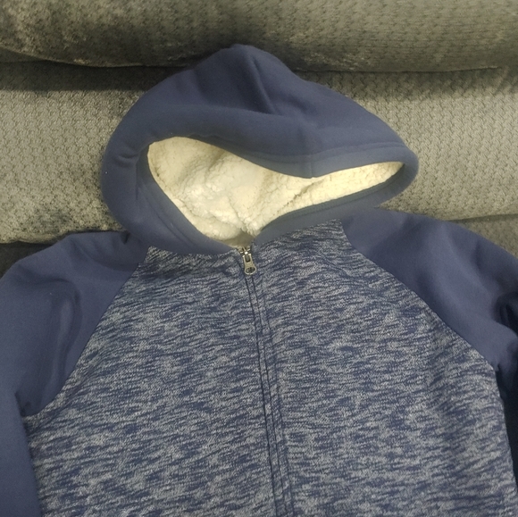 Sherpa jacket sweatshirt Hooded fleece Zip up boys Youth - Picture 5 of 12